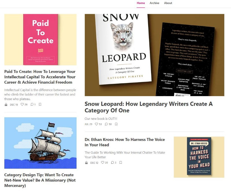 Screen shot of the Category Pirates’ homepage.