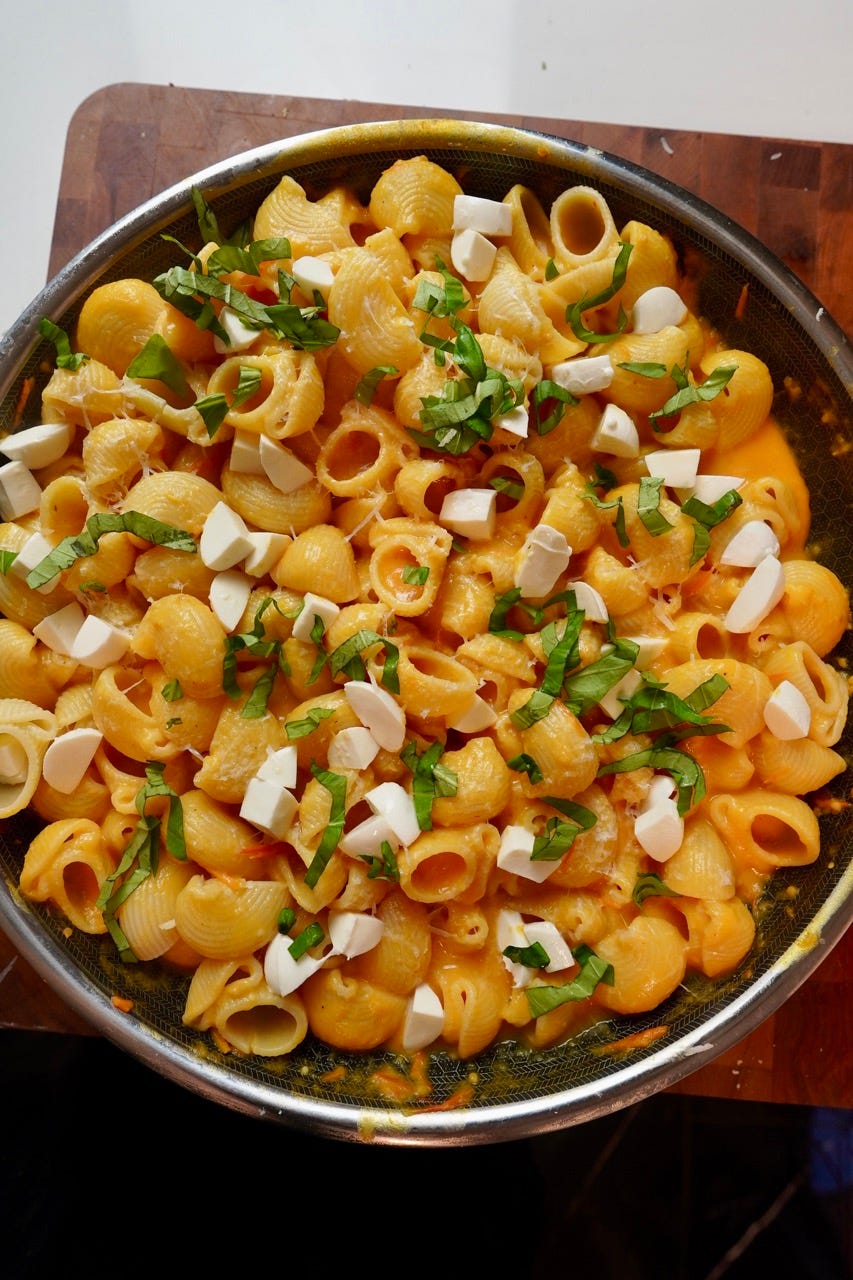 Sungold and red pepper pasta