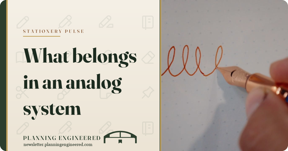Stationery Pulse: What belongs in an analog system