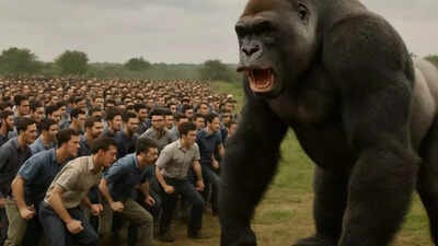 100 men VS 1 gorilla: Netizens debate who would win the fight - The Times  of India
