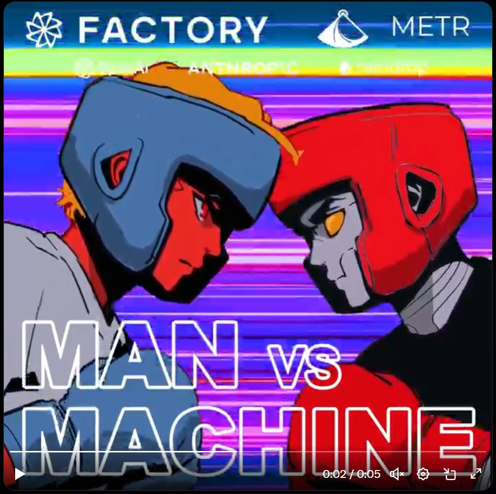 Animated characters with helmets face off in 