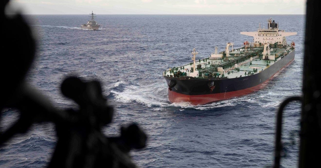US military boards sanctioned oil tanker in Indian Ocean after overnight  pursuit