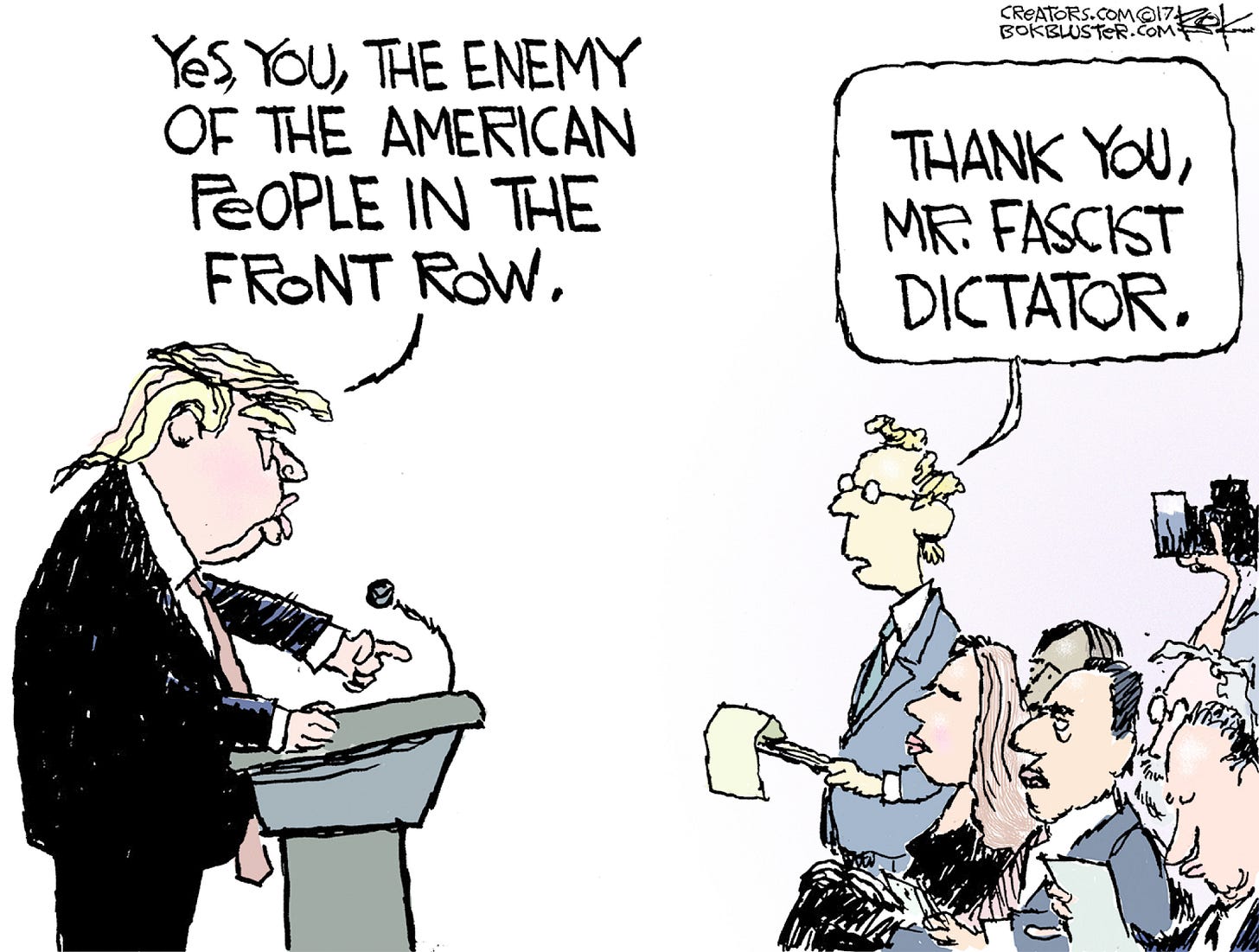 Political Cartoon U.S. Donald Trump media fascist dictator | The Week