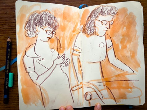 Sketchbook illustrations of people drawn by Beth Spencer