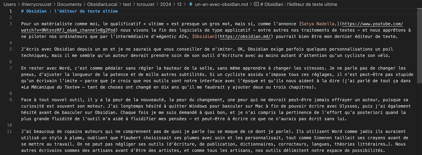 Texte sous Visual Studio