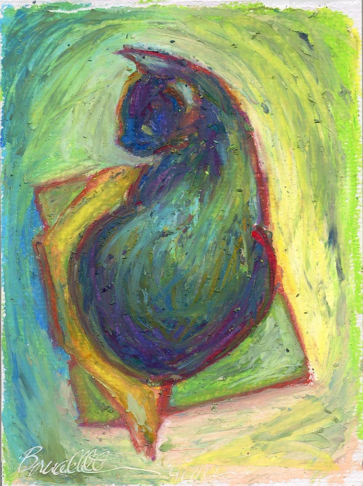 Gallery of "Cats After van Gogh" oil pastel sketches