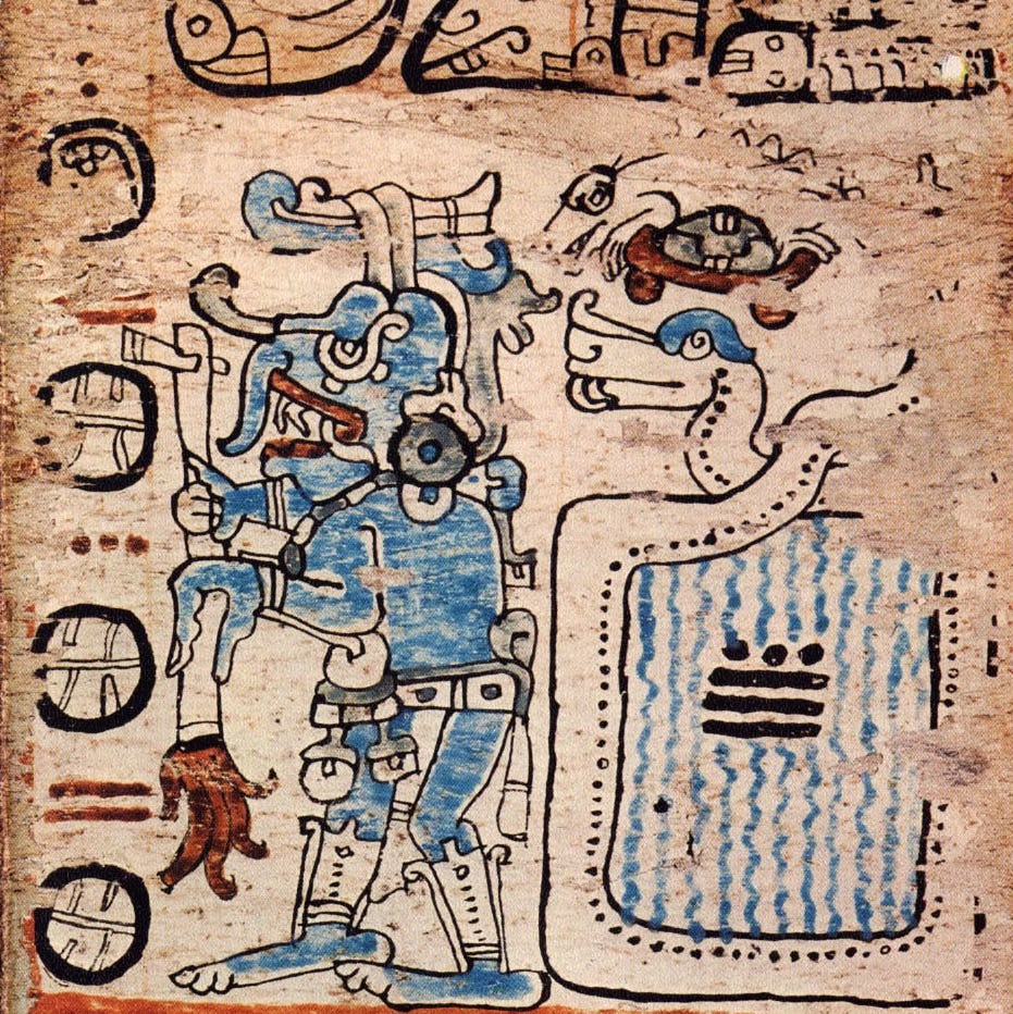 Depiction of the Mayan rain god Chaak on Codice
