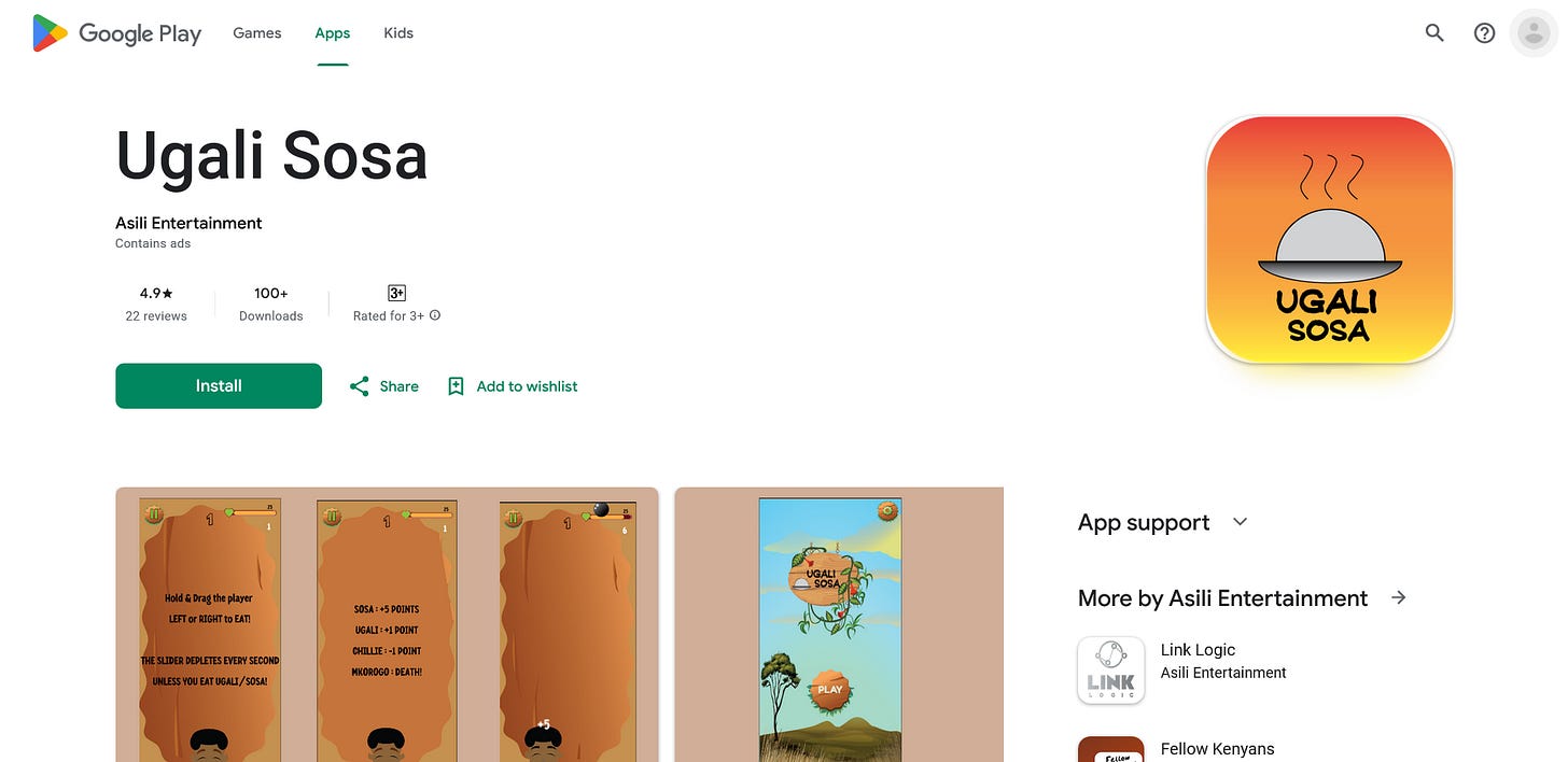 Ugali sosa mobile game