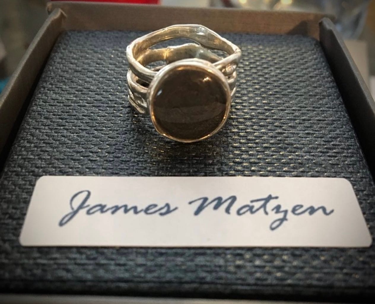 cremation jewelry ring containing brother's ashes