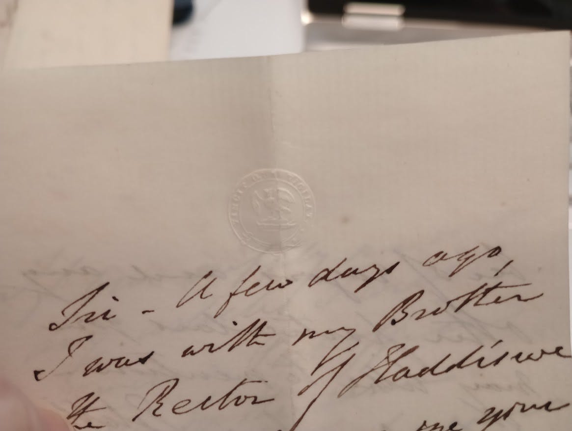 Part of top of letter with fragment of text Part of top of letter with fragment of text