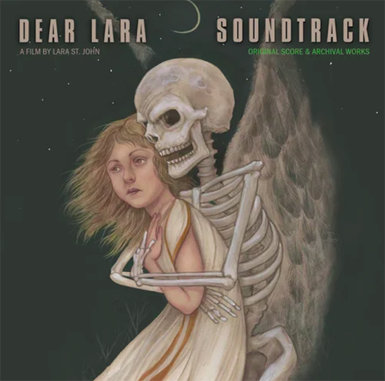 Album art for Dear Lara. Shows a painting of a young girl being hugged from behind by a skeleton. The background is dark grey. The whole image is very omninous. Album art for Dear Lara. Shows a painting of a young girl being hugged from behind by a skeleton. The background is dark grey. The whole image is very omninous.
