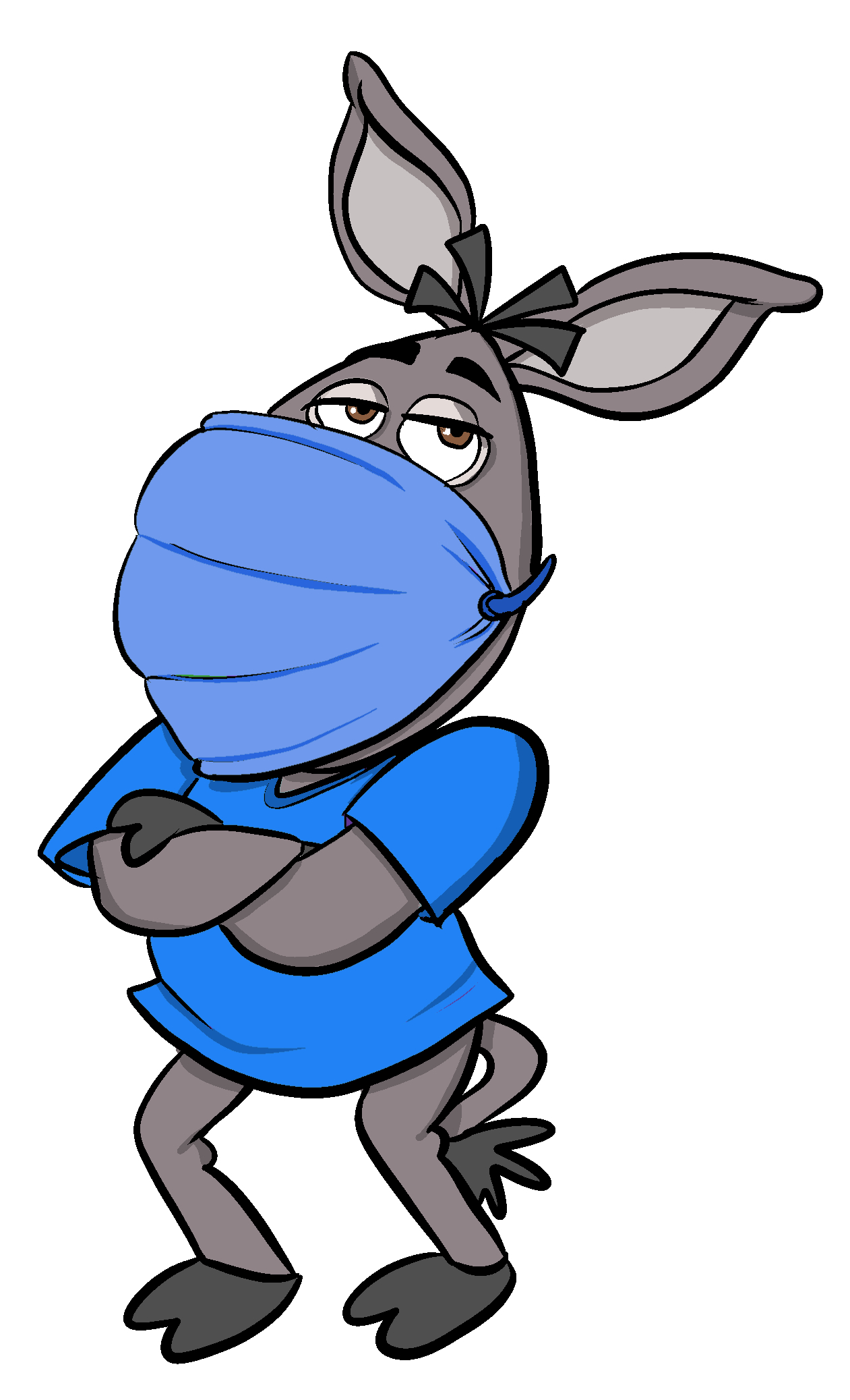 Illustration of the Jackass Letters Mascot wearing a surgical mask. Illustration of the Jackass Letters Mascot wearing a surgical mask.
