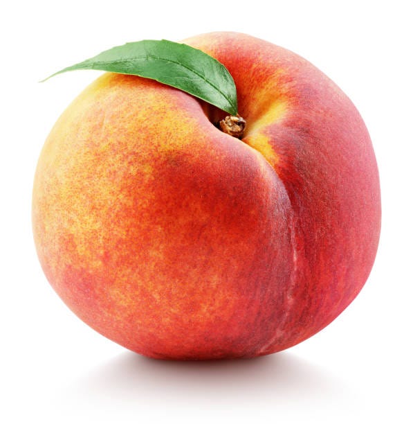 Single Peach Fruit Met Blad Geïsoleerd Op Wit Stockfoto en meer beelden van  Perzik - Perzik, Perzikkleurig, Witte achtergrond - iStock