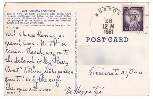 Postcard Cape Hatteras Lighthouse Outer Banks Buxton Dare County NC Flying Kite - Picture 2 of 2