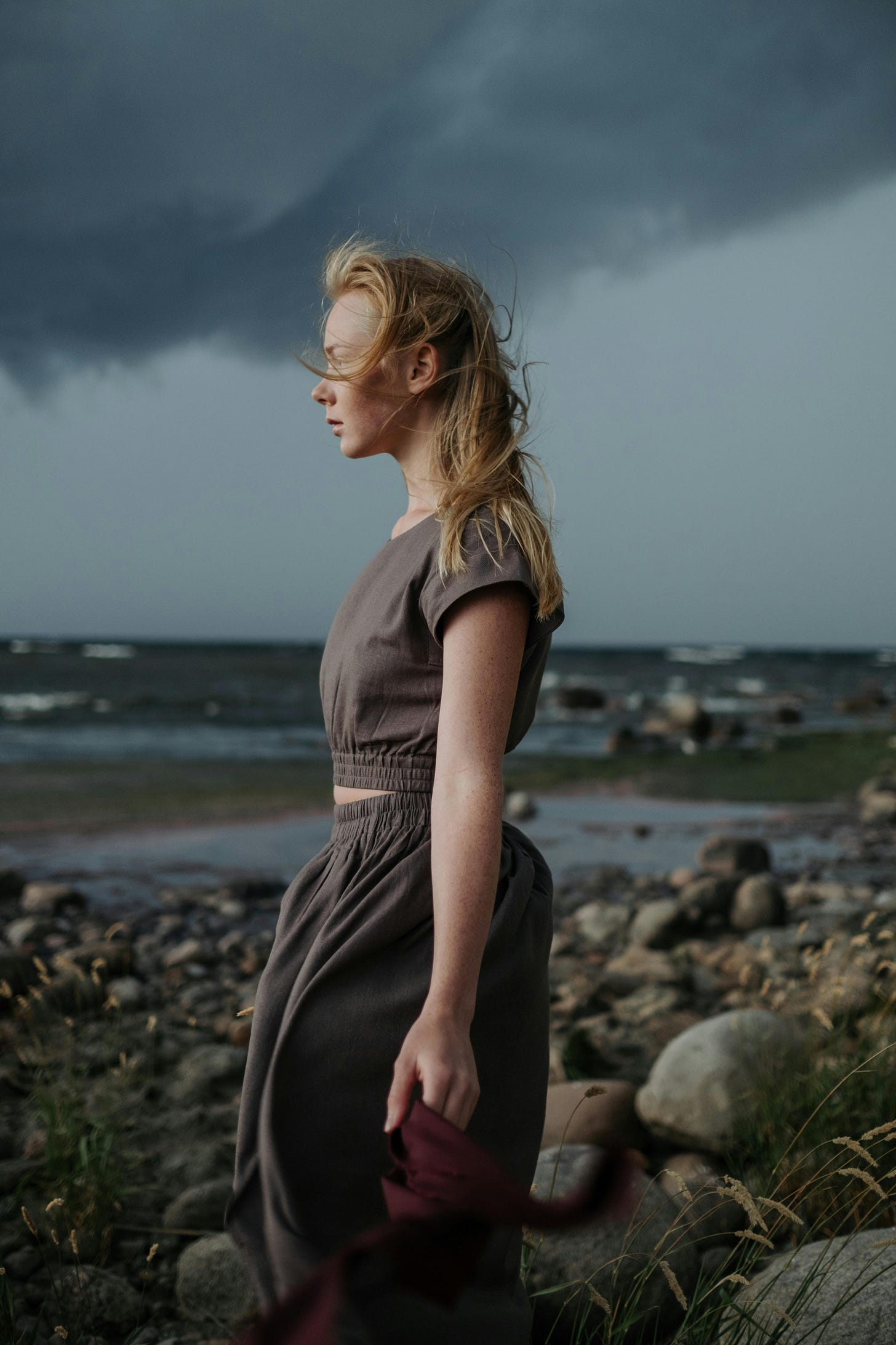 woman standing on beach