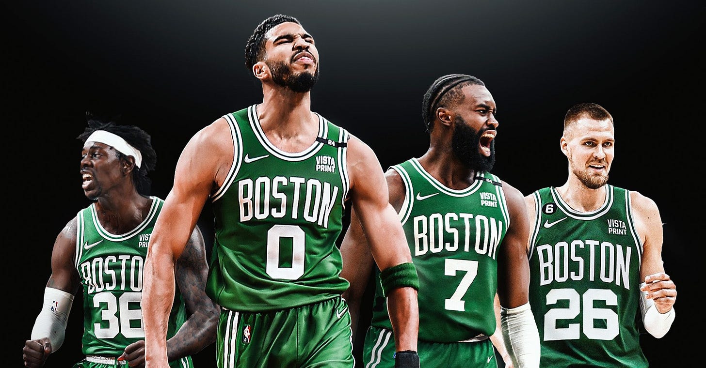 Boston Sports Gordo on X: "Celtics starters tonight: Jrue Holiday Derrick  White Jaylen Brown Jayson Tatum Kristaps Porzingis Possible opening night  lineup? https://t.co/Vrx1XHHRFL" / X