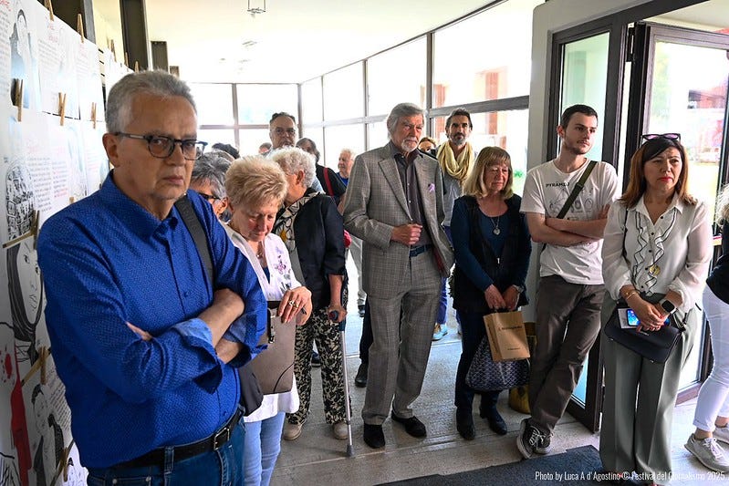 The exhibition Portraits of Journalists in the Israel-Gaza Conflict at the Leali delle Notizie Festival