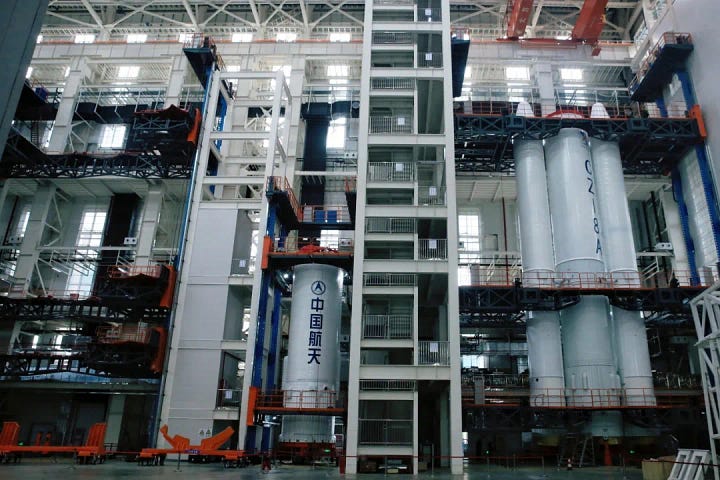 The Long March 8A Y10's first and second stages during pre-flight processing and being moved to Commercial Launch Pad 1.