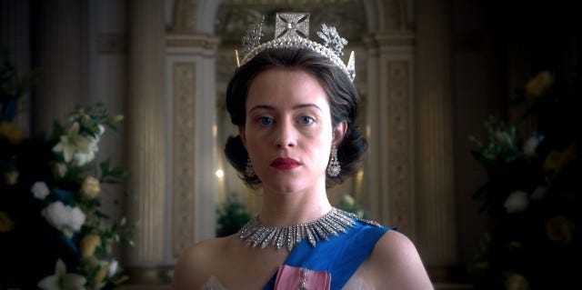 [ID: A still of Queen Elizabeth (Claire Foy) from Season 1 of The Crown]