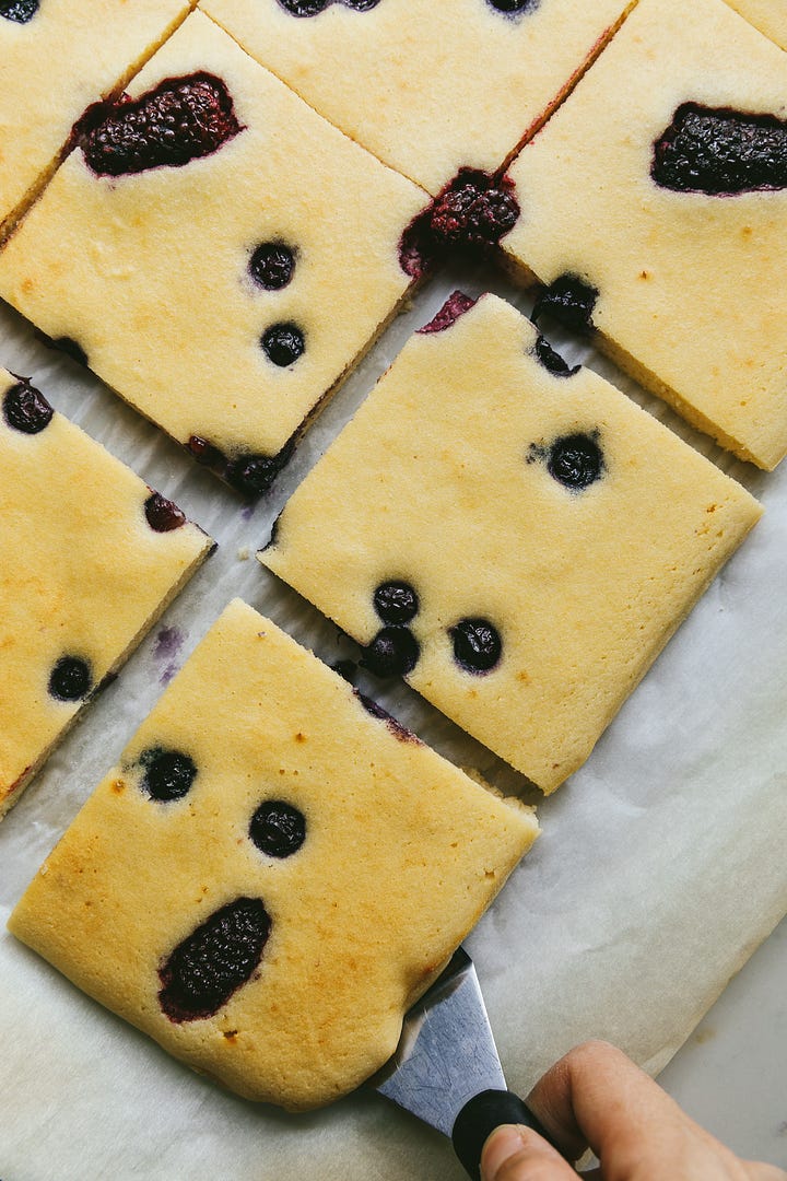 Low-carb sheet pan pancakes in process.