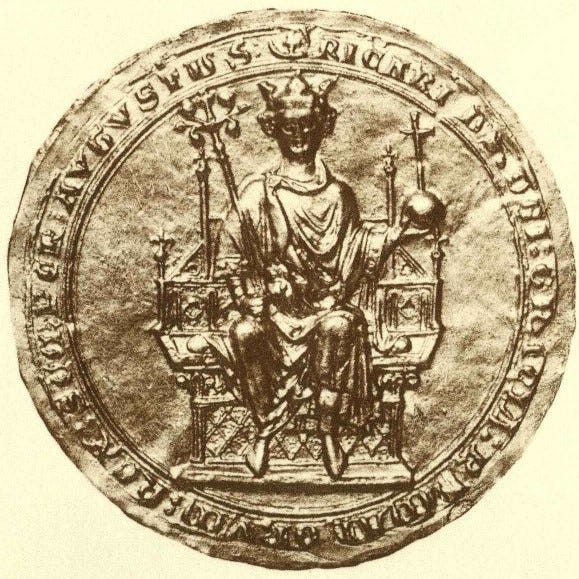 Seal of Richard, King of Germany, taken from https://en.wikipedia.org/wiki/Richard_of_Cornwall#/media/File:RisaCornwall.jpg