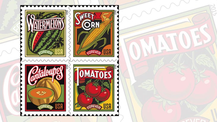 A fresh issue early in the season: Summer Harvest stamps