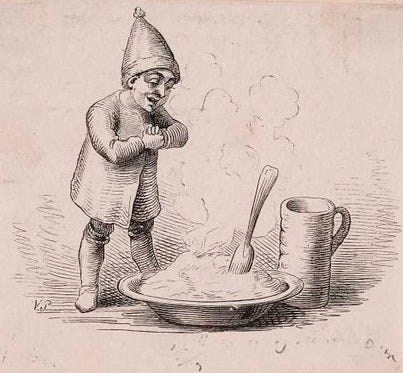 Translation: Illustration for "Nissen hos Spekhøkeren" in H.C. Andersen, "Fairy Tales and Stories", Volume 2. Original: Illustration til "Nissen hos Spekhøkeren" i H.C. Andersen, "Eventyr og Historier", Bind 2. Date: Før 1873, udgivet: 1873. Inventory number: KKS9903/162.