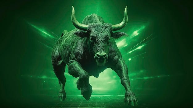 Premium Photo | Emerging green bull market stock market trading trend