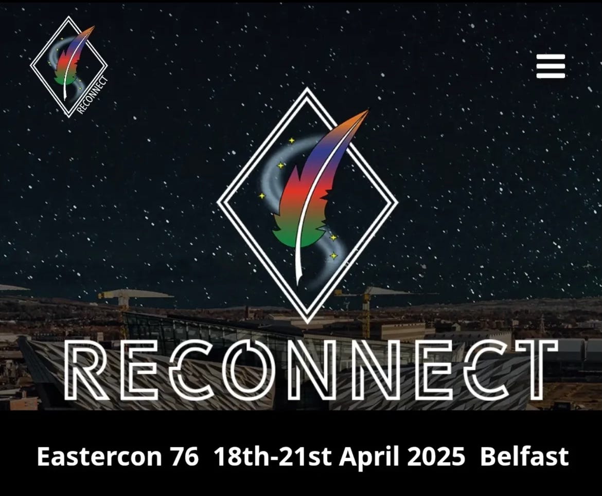 Reconnect Logo. Dates of event 18th-21st April 2025, Belfast