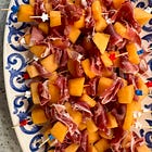 Salty prosciutto & fresh melon on simple skewers