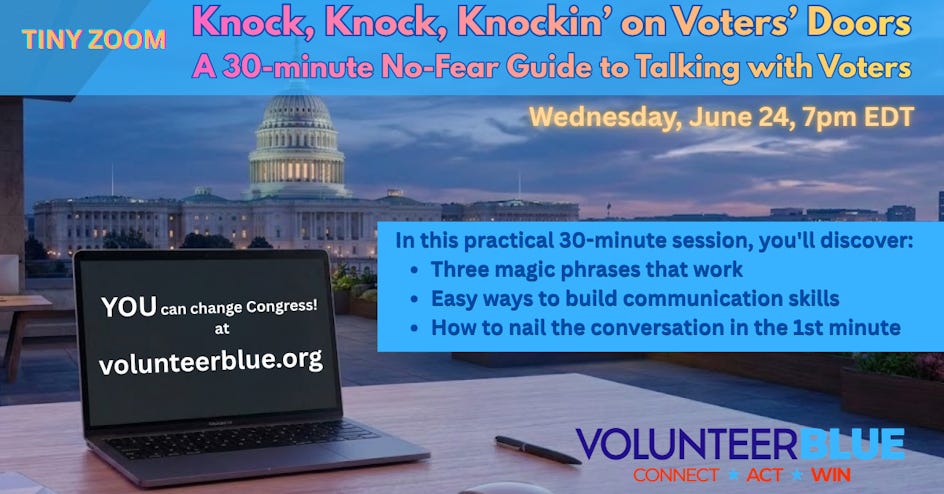 Knock, Knock, Knockin’ on Voters’ Doors organized by Volunteer Blue/Together We Elect Knock, Knock, Knockin’ on Voters’ Doors organized by Volunteer Blue/Together We Elect