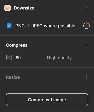 Dialog of the Downsize Figma plugin