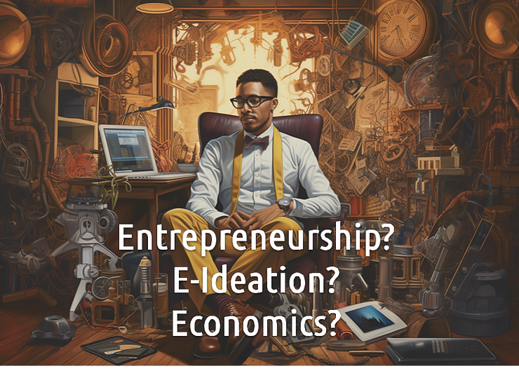 Entrepreneur in midst of his creations, thinking about his decisions.