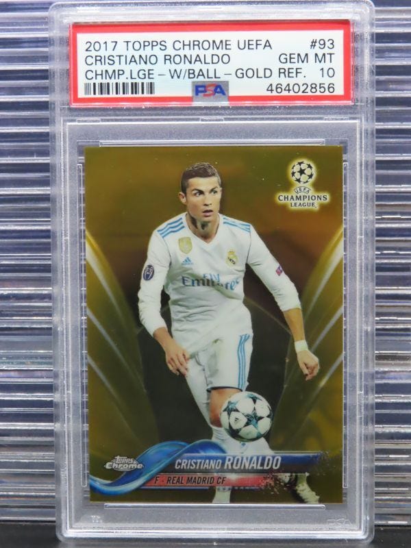 2017-18 Topps Chrome UEFA Cristiano Ronaldo Gold Refractor 35/50 PSA 10 GEM MINT - Picture 1 of 2