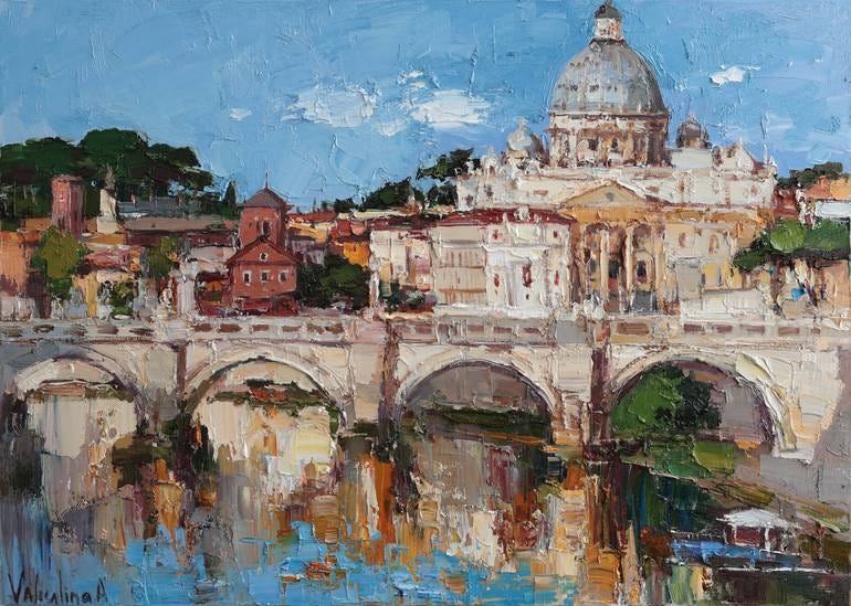 St.Angelo Bridge, Rome, Italy Painting by Anastasiia Valiulina | Saatchi Art