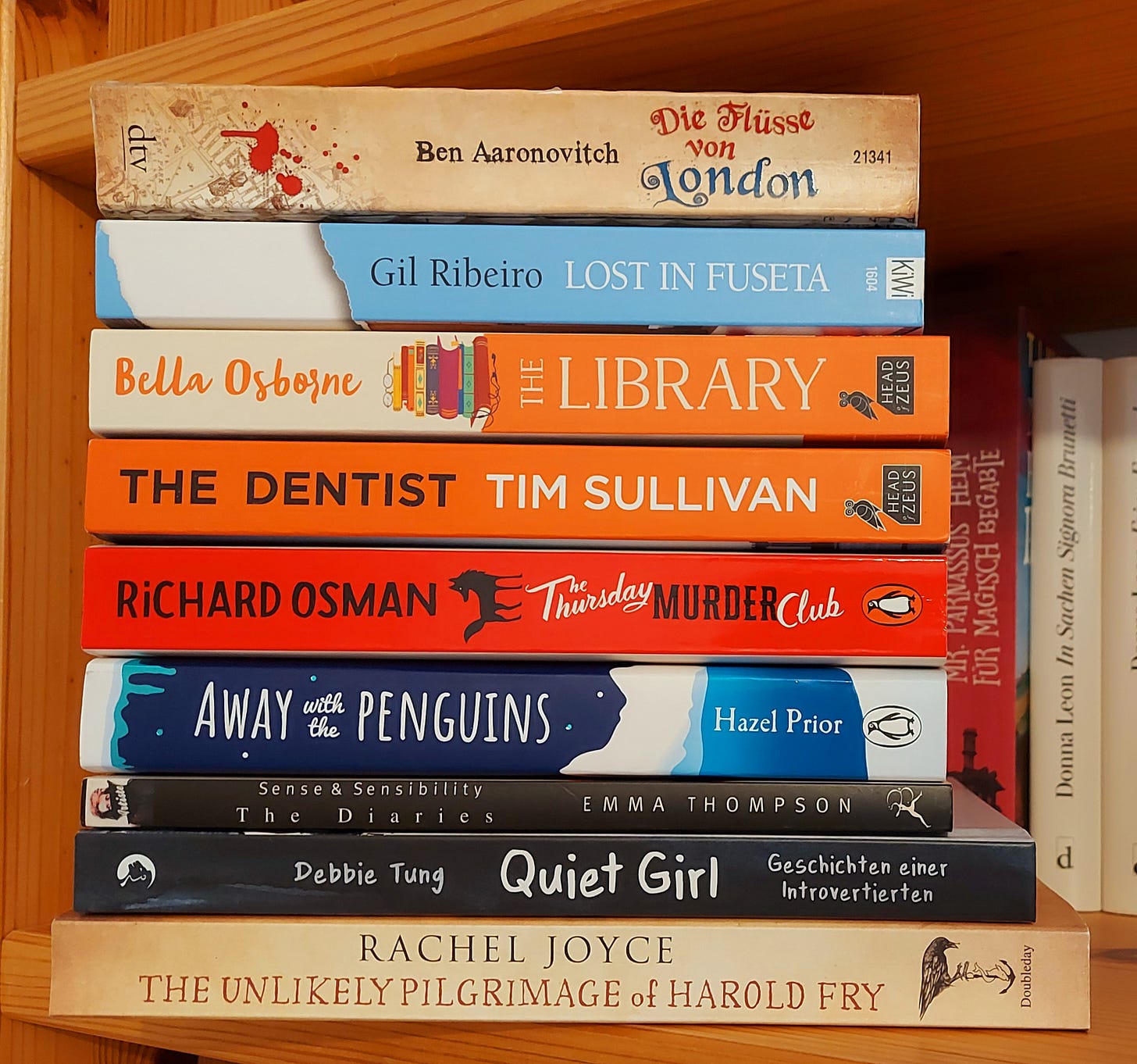 Some of Claudia Kollschen's favourite books on her shelf