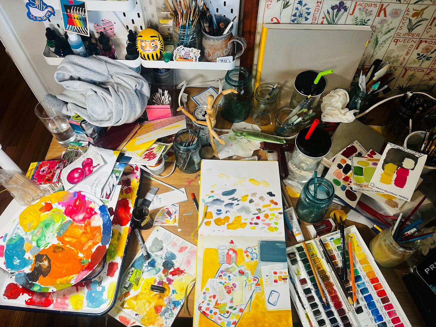 Another picture of my very colorful but messy art table