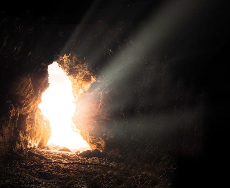 sun rays inside cave