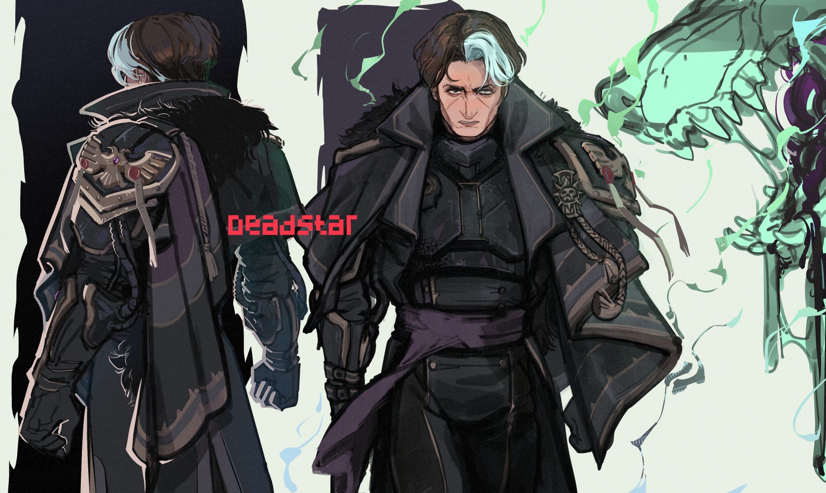 Calix von Fellner: character design sheet - 40k Interrogator costume design