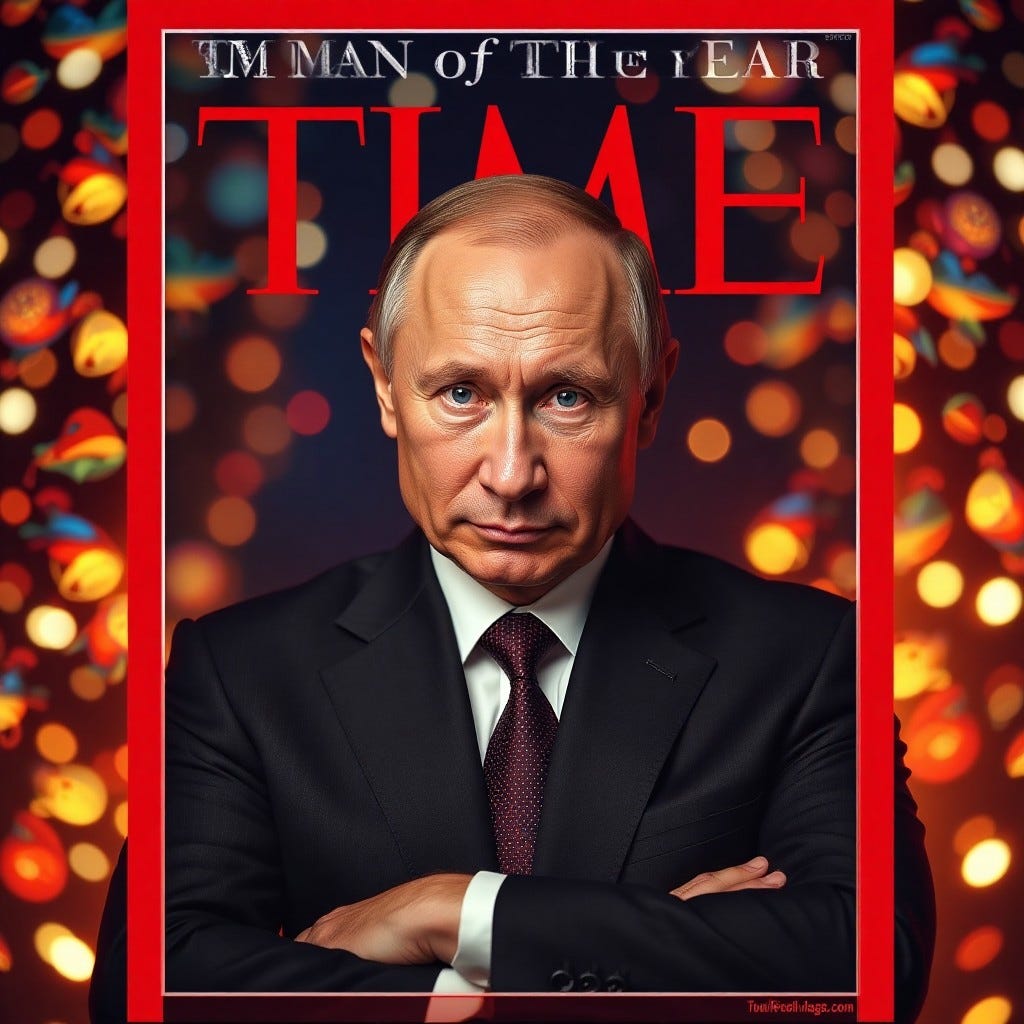 Generate an image of Vladimir Putin on TIM...