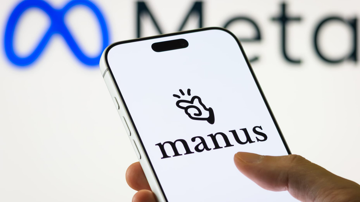 The Manus logo is displayed on a smartphone screen, with the Meta logo visible in the background, on January 7, 2026 in Chongqing, China. (Photo illustration by Cheng Xin/Getty Images) The Manus logo is displayed on a smartphone screen, with the Meta logo visible in the background, on January 7, 2026 in Chongqing, China. (Photo illustration by Cheng Xin/Getty Images)