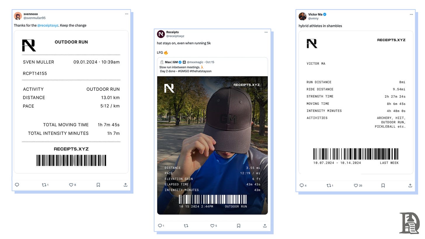 Receipts users “flexing” their workouts on Twitter