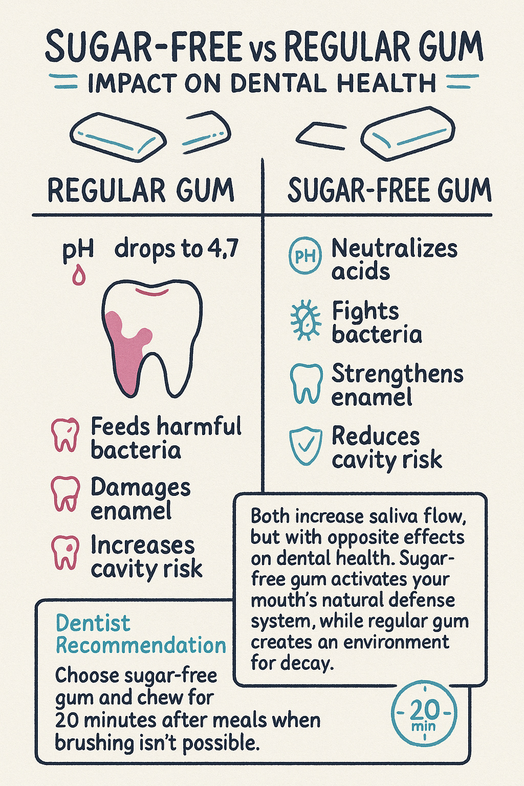 Sugar Free vs Regular Gum infographics