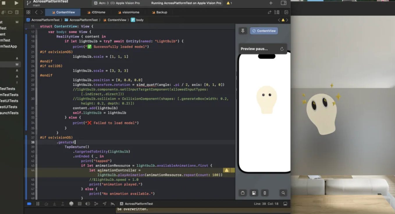 now just one usdz model with shader material works on both iOS & visionOS