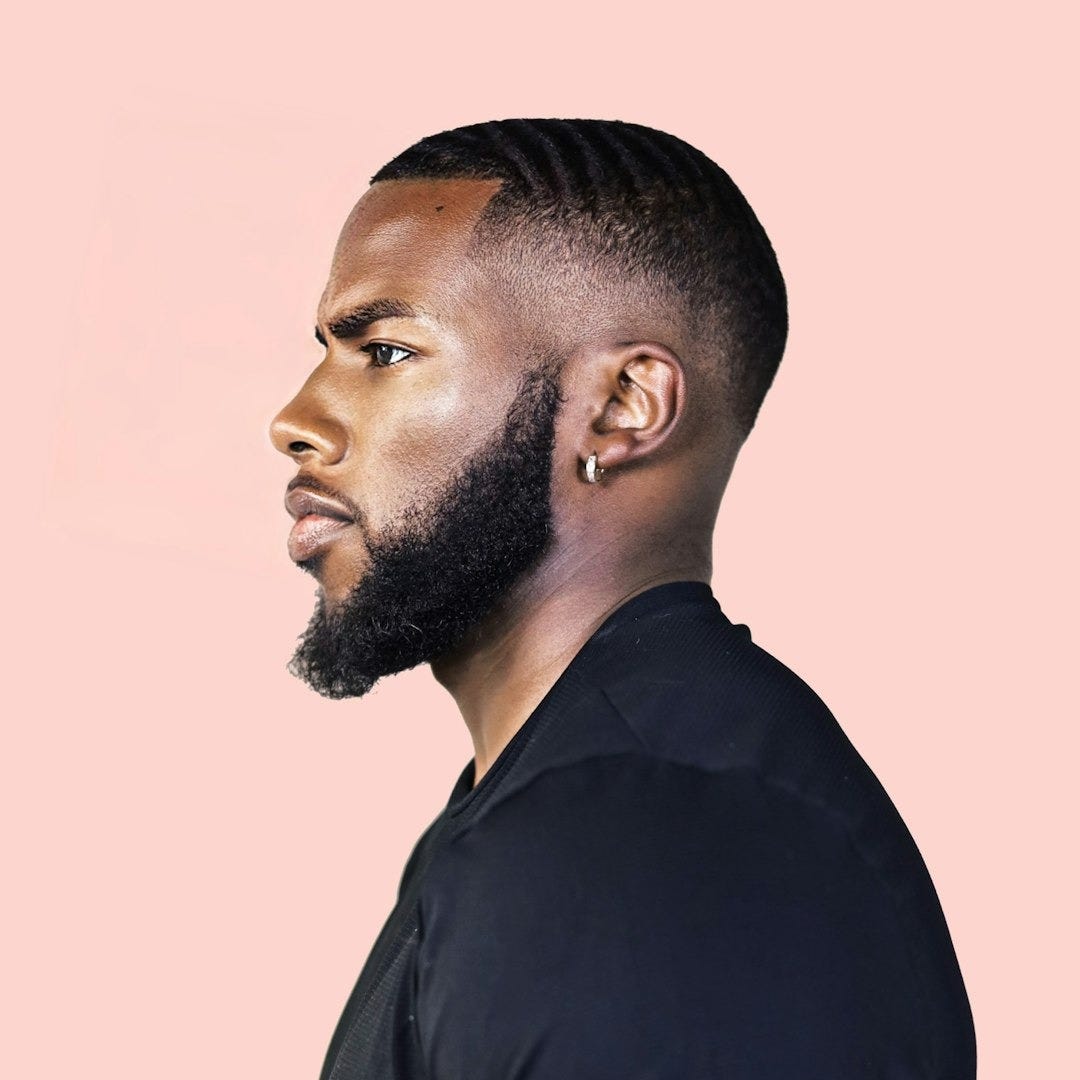 a man with a beard and a black shirt