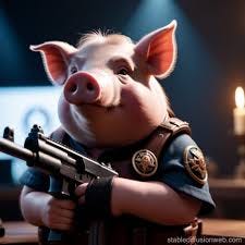 Pig Character with Gun in DOTA 2 | Stable Diffusion Online