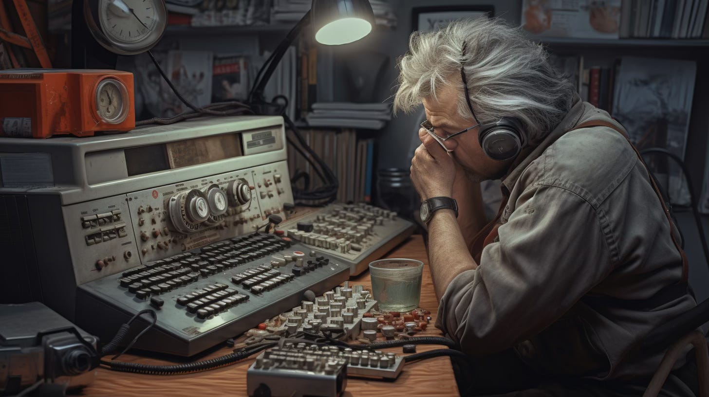 Middle-aged Technician Trying to Solve a Problem
