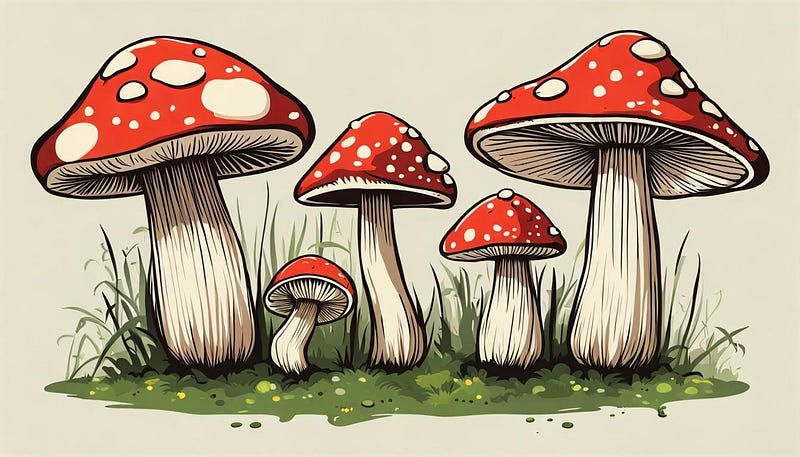 Mushrooms, artist impression Mushrooms, artist impression