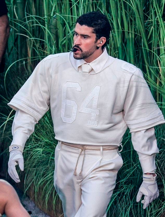 The real reason Bad Bunny had '64' and 'Ocasio' printed on his Super Bowl  jersey for the blockbuster halftime show | Daily Mail Online