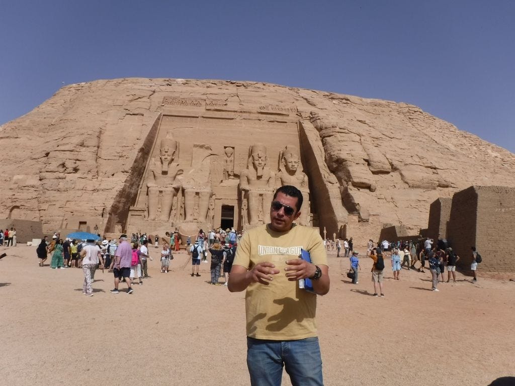 Guide explaining the story of Abu Simbel Temple